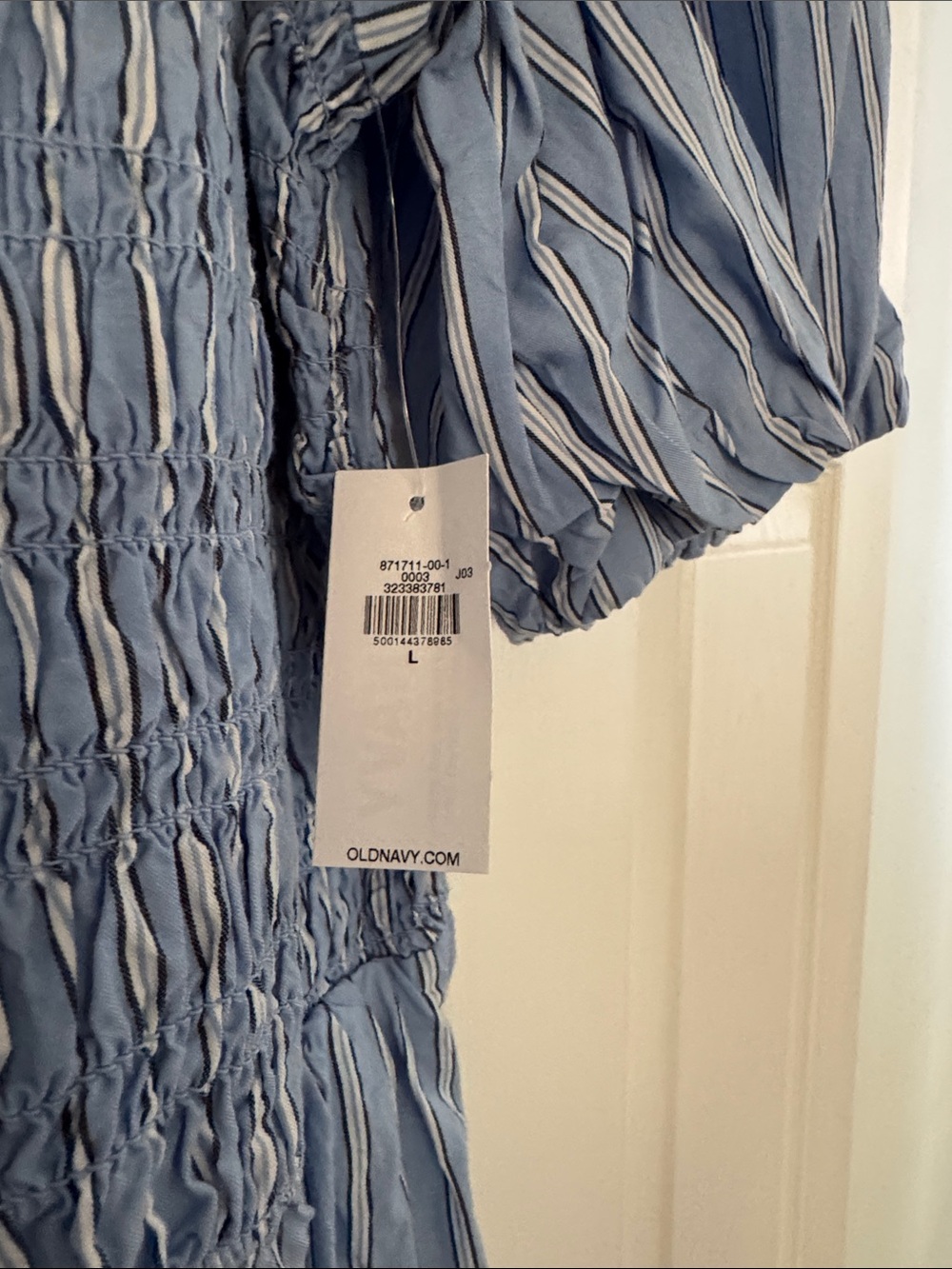 Old Navy Light Blue Striped Smocked Mini Dress - Picture 2 of 2
